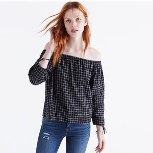Madewell plaid off the shoulder top